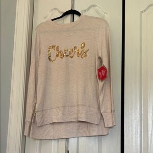 Holiday Time Cheers Light Pink/ Cream Sweatshirt